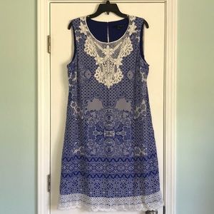Sangria Blue Lace Detail Dress Size 14